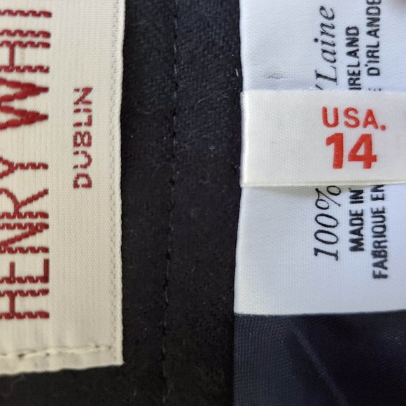 Henry White 100% Wool Black Pleated Skirt Size 14 - Picture 5 of 11